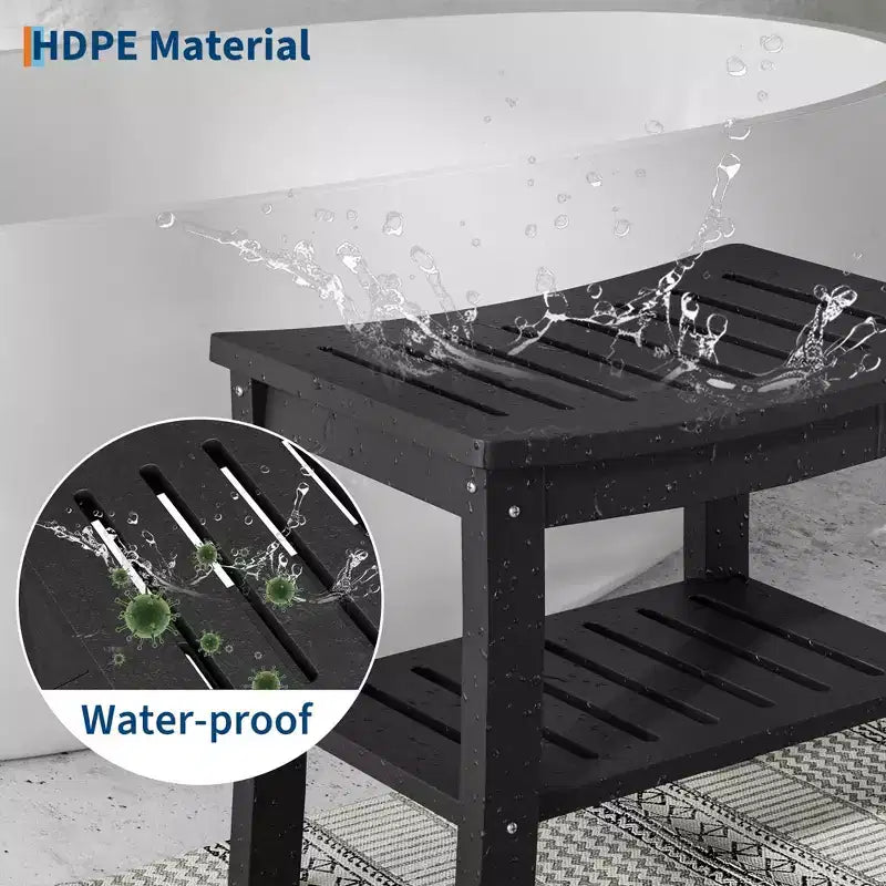 Banc de douche avec étagère de rangement pour l'intérieur de la douche, tabouret/chaise de douche imperméable pour salle de bain