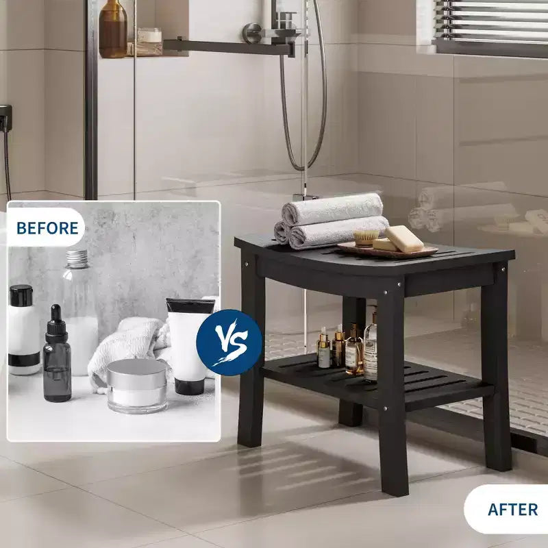 Banc de douche avec étagère de rangement pour l'intérieur de la douche, tabouret/chaise de douche imperméable pour salle de bain