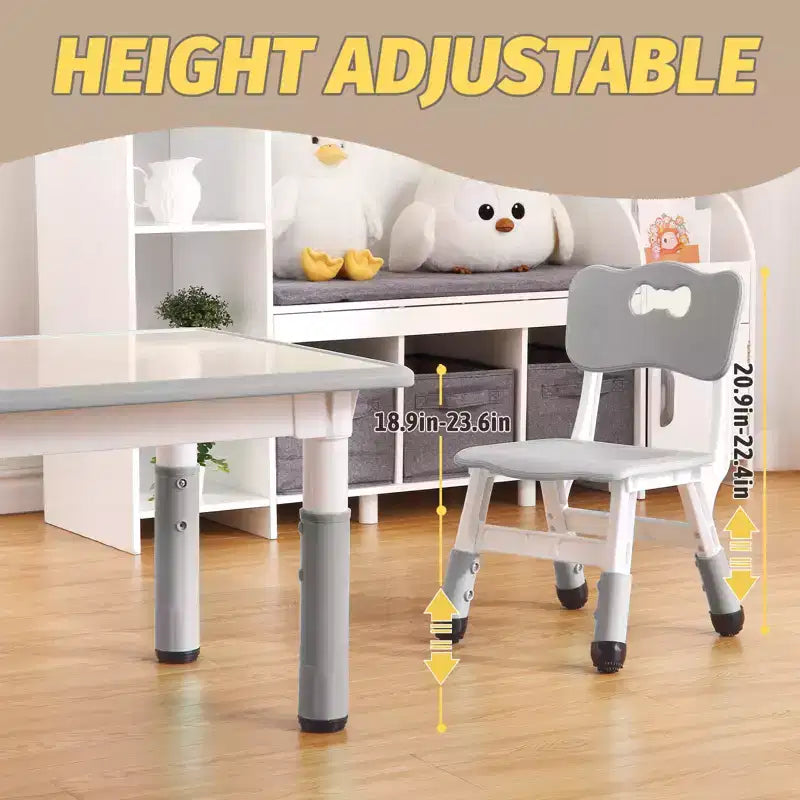 Ensemble table et chaises pour enfants, bureau réglable en hauteur avec 6 sièges pour les 2-10 ans, table d'activités artistiques et manuelles, plateau à graffitis, pieds antidérapants, capacité de 136 kg max.