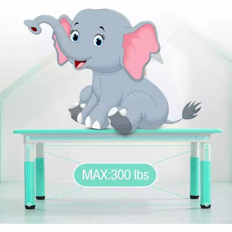 Ensemble table et chaises pour enfants, bureau réglable en hauteur avec 6 sièges pour les 2-10 ans, table d'activités artistiques et manuelles, plateau à graffitis, pieds antidérapants, capacité de 136 kg max.