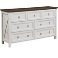 Farmhouse 7 Drawers Dresser for Bedroom, Wood Rustic Dresser Tv Stand, Storage Dressers Organizer for Bedroom, Living Room,Hallway