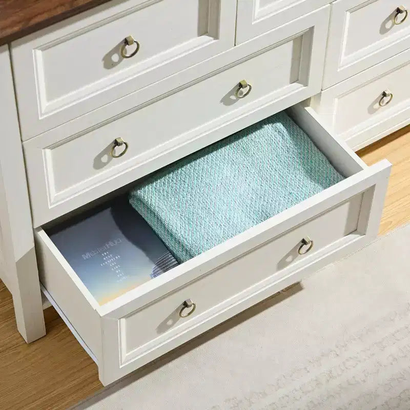 Commode 7 tiroirs de style ferme pour chambre à coucher, commode TV rustique en bois, organiseur de rangement pour chambre à coucher, salon, couloir