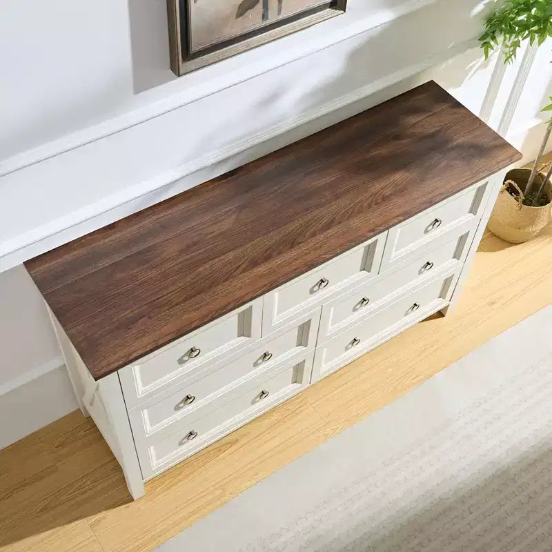 Commode 7 tiroirs de style ferme pour chambre à coucher, commode TV rustique en bois, organiseur de rangement pour chambre à coucher, salon, couloir
