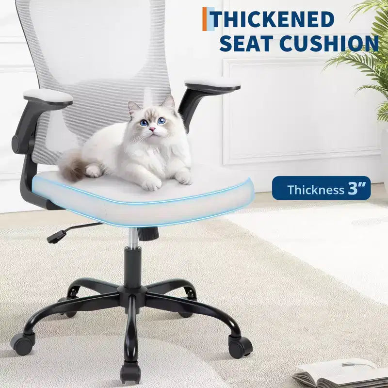 Chaise de bureau ergonomique à roulettes avec appui-tête réglable, chaise d'ordinateur à dossier haut en maille pour bureau et maison