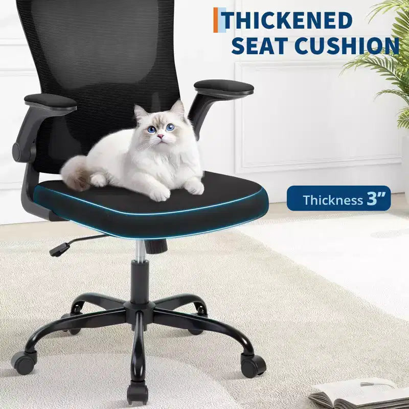 Chaise de bureau ergonomique à roulettes avec appui-tête réglable, chaise d'ordinateur à dossier haut en maille pour bureau et maison