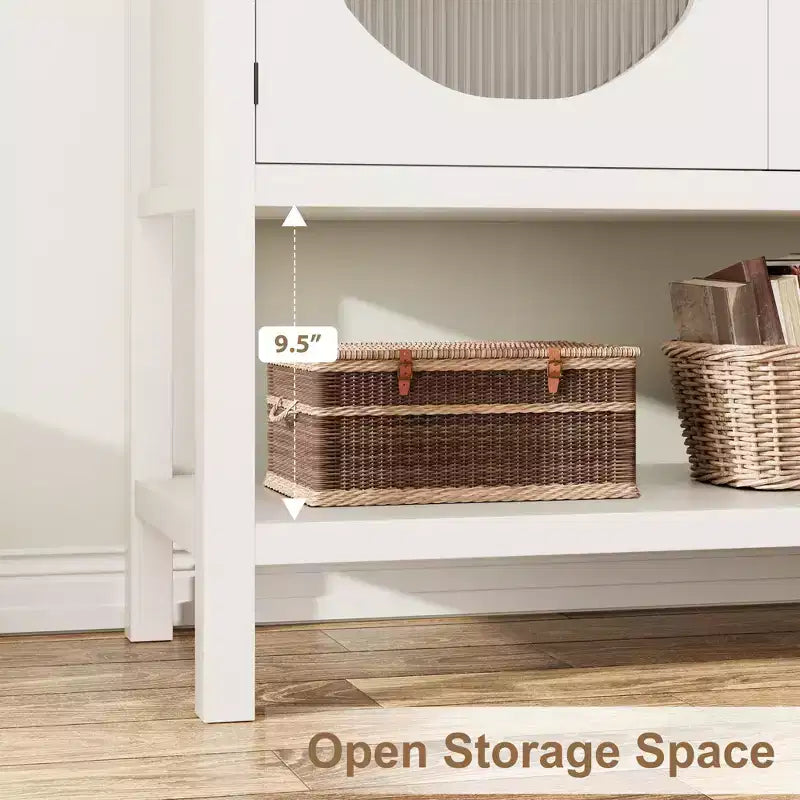 Meuble bas vitré cannelé moderne, buffet de rangement pour cuisine ou salle à manger