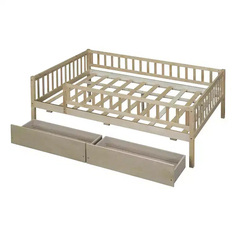 Lits gigognes doubles pour enfants, Lit de repos avec lit gigogne, Lit double en bois pour adolescents, adultes, Sommier tapissier non requis (Blanc/Beige)