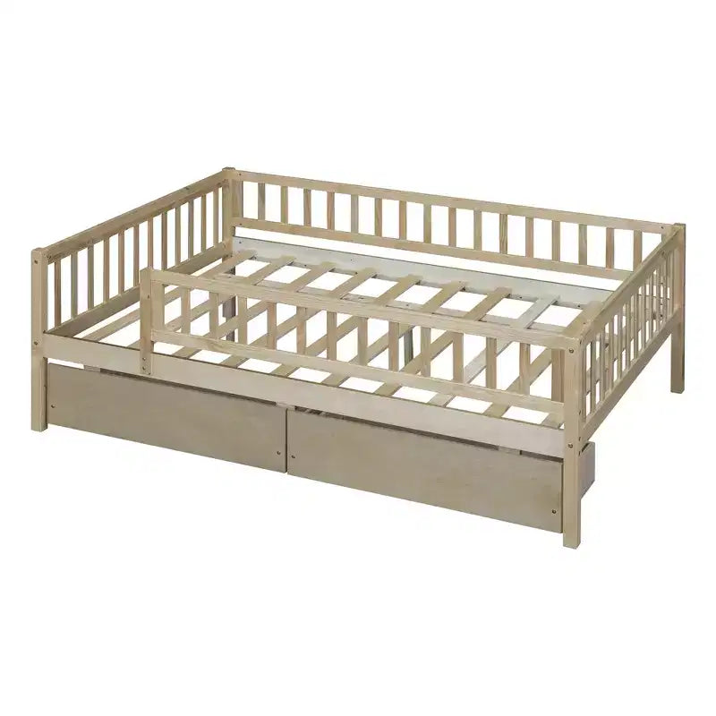 Lits gigognes doubles pour enfants, Lit de repos avec lit gigogne, Lit double en bois pour adolescents, adultes, Sommier tapissier non requis (Blanc/Beige)