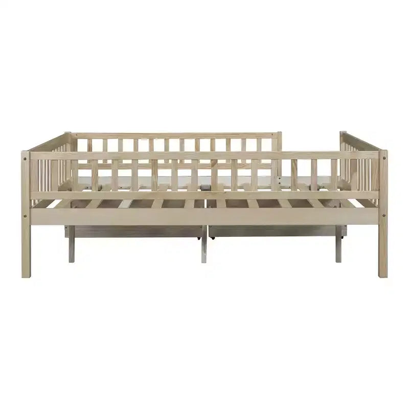 Lits gigognes doubles pour enfants, Lit de repos avec lit gigogne, Lit double en bois pour adolescents, adultes, Sommier tapissier non requis (Blanc/Beige)
