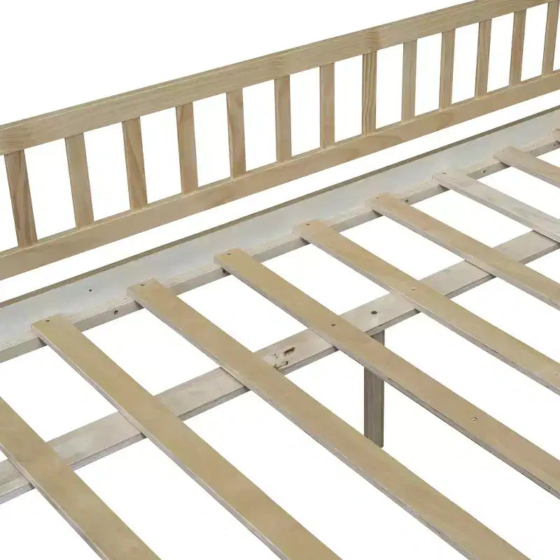 Lits gigognes doubles pour enfants, Lit de repos avec lit gigogne, Lit double en bois pour adolescents, adultes, Sommier tapissier non requis (Blanc/Beige)
