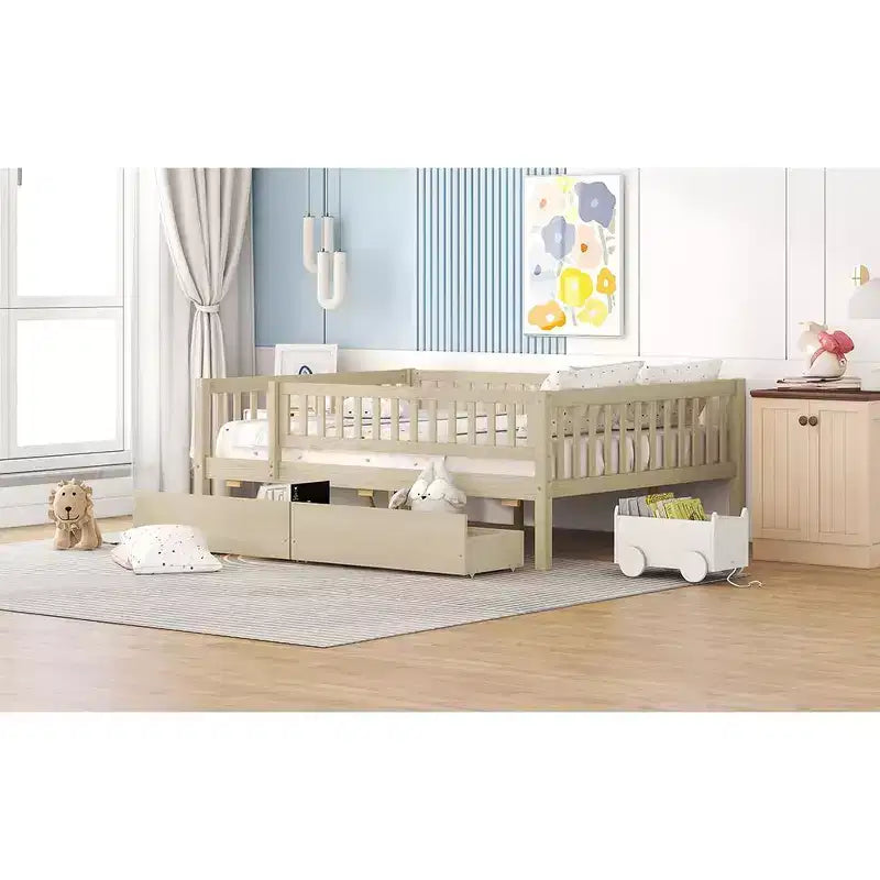 Lits gigognes doubles pour enfants, Lit de repos avec lit gigogne, Lit double en bois pour adolescents, adultes, Sommier tapissier non requis (Blanc/Beige)