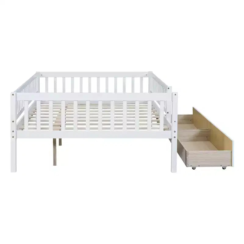 Lits gigognes doubles pour enfants, Lit de repos avec lit gigogne, Lit double en bois pour adolescents, adultes, Sommier tapissier non requis (Blanc/Beige)