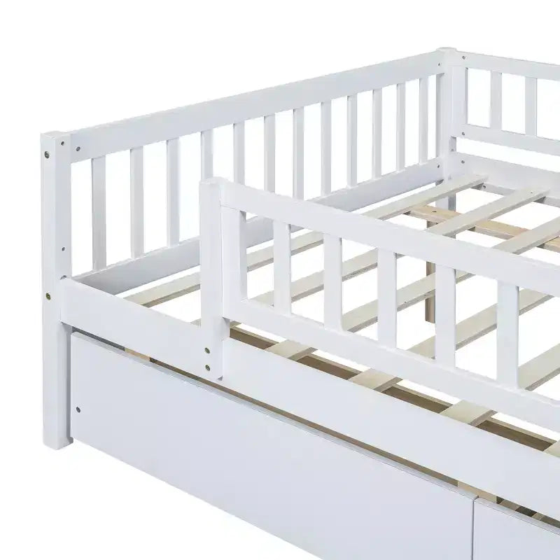 Lits gigognes doubles pour enfants, Lit de repos avec lit gigogne, Lit double en bois pour adolescents, adultes, Sommier tapissier non requis (Blanc/Beige)