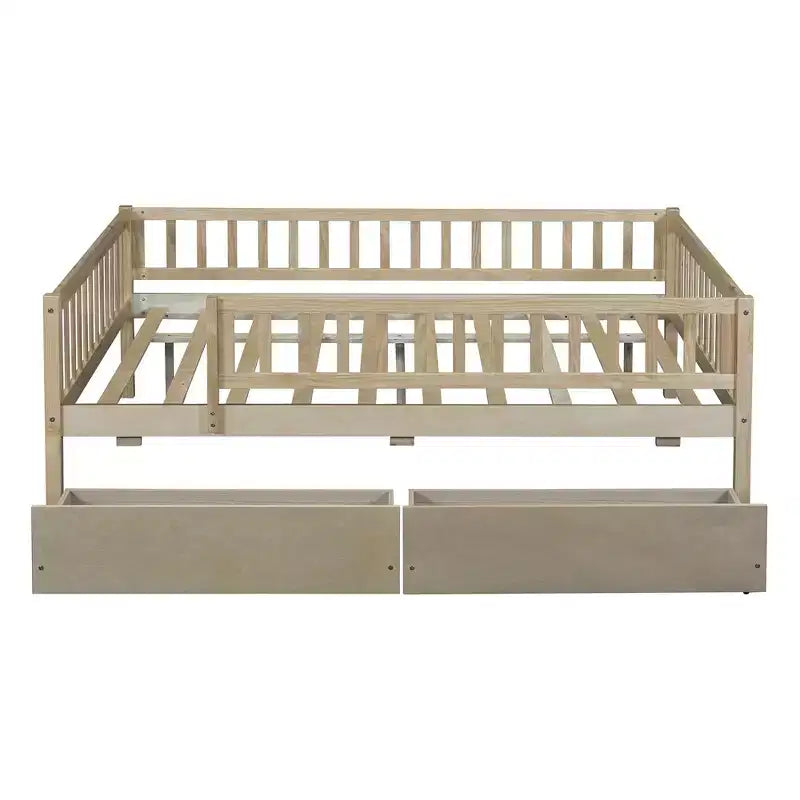 Lits gigognes doubles pour enfants, Lit de repos avec lit gigogne, Lit double en bois pour adolescents, adultes, Sommier tapissier non requis (Blanc/Beige)