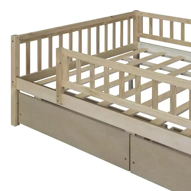 Lits gigognes doubles pour enfants, Lit de repos avec lit gigogne, Lit double en bois pour adolescents, adultes, Sommier tapissier non requis (Blanc/Beige)