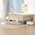 Bellemave Full Trundle beds for Kids, Daybed with Trundle, Wood Full Bed for Teens, Adults, No Box Spring Needed (White/Beige)