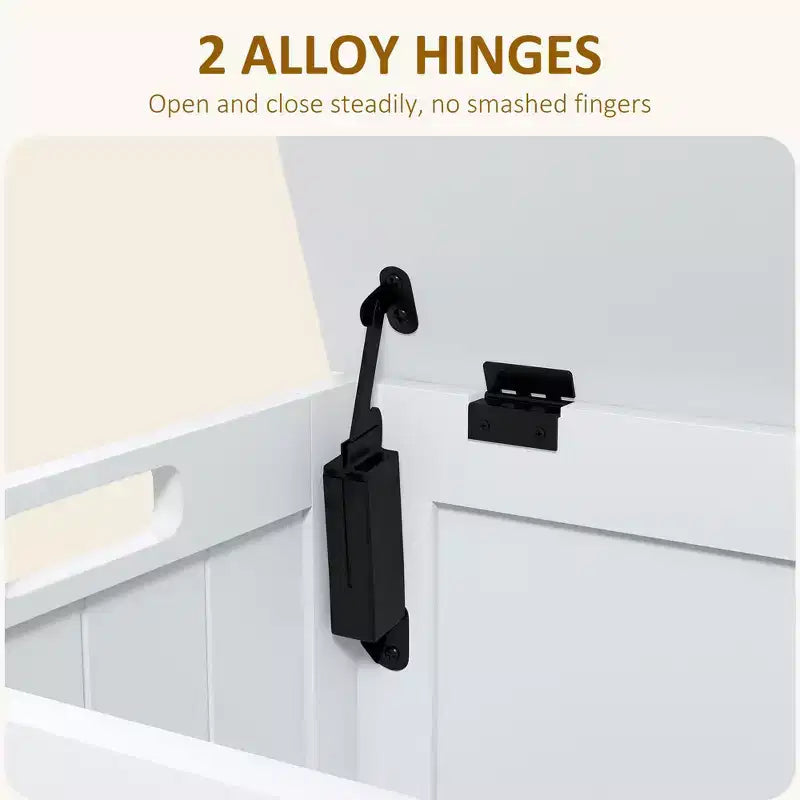 29,9 Coffre de rangement avec 2 charnières de sécurité, Banc de rangement avec poignées latérales, Coffre à jouets pour salle de jeux