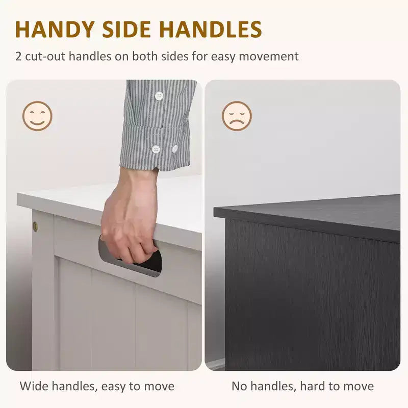 29,9 Coffre de rangement avec 2 charnières de sécurité, Banc de rangement avec poignées latérales, Coffre à jouets pour salle de jeux
