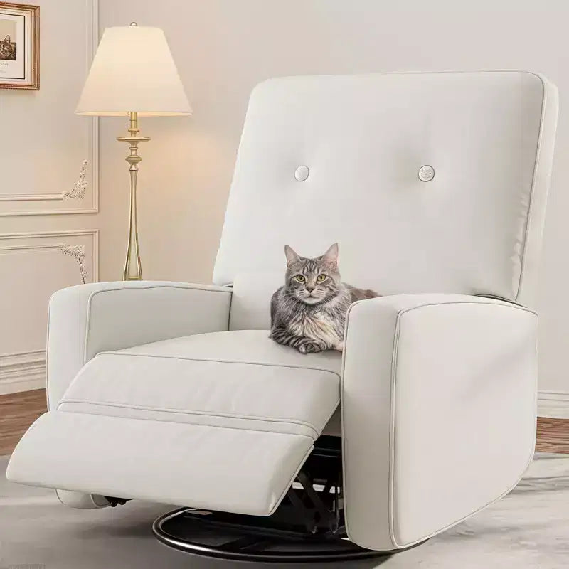 Fauteuil inclinable moderne pour adulte, fauteuil à bascule et pivotant à 360° pour salon, lin beige