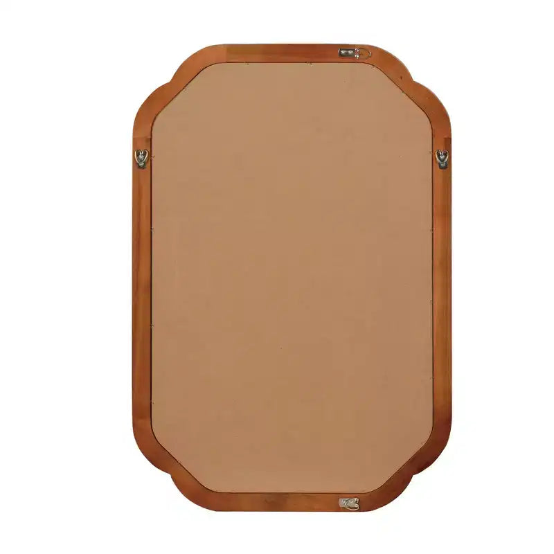 Miroir Décoratif Mural Cadre Bois Massif Coins Arrondis 20 x 30 Style Ferme Moderne Pour Chambre Salle de Bain Salon Entrée Marron