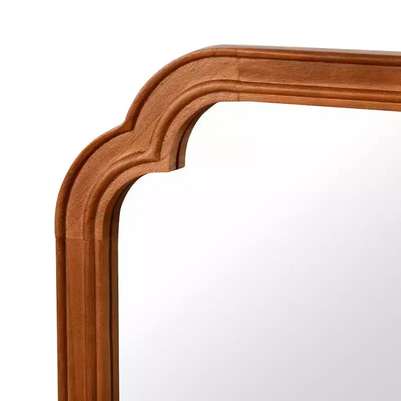 Miroir Décoratif Mural Cadre Bois Massif Coins Arrondis 20 x 30 Style Ferme Moderne Pour Chambre Salle de Bain Salon Entrée Marron