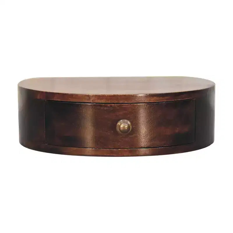 HomeRoots 16 Walnut Solid Wood One Drawer Half Moon Floating Nightstand