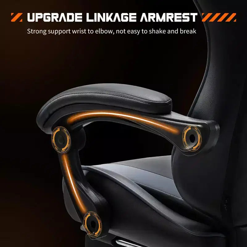 Chaise de Gaming Ergonomique avec Repose-Pieds et Soutien Lombaire, Chaise d'Ordinateur avec Appui-Tête et Accoudoirs, Chaise à Roulettes pour l'Étude, le Bureau