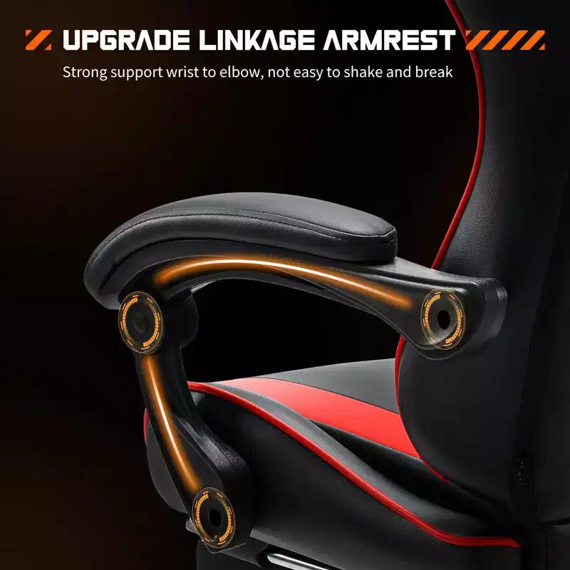 Chaise de Gaming Ergonomique avec Repose-Pieds et Soutien Lombaire, Chaise d'Ordinateur avec Appui-Tête et Accoudoirs, Chaise à Roulettes pour l'Étude, le Bureau