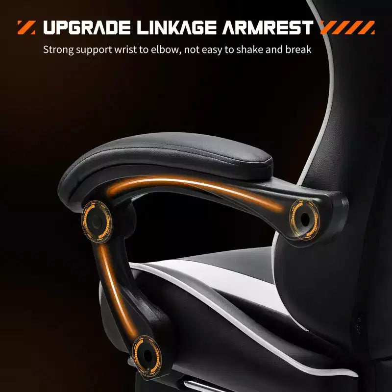 Chaise de Gaming Ergonomique avec Repose-Pieds et Soutien Lombaire, Chaise d'Ordinateur avec Appui-Tête et Accoudoirs, Chaise à Roulettes pour l'Étude, le Bureau