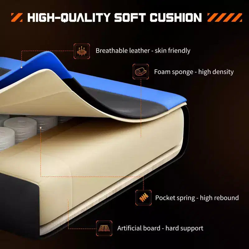 Chaise de Gaming Ergonomique avec Repose-Pieds et Soutien Lombaire, Chaise d'Ordinateur avec Appui-Tête et Accoudoirs, Chaise à Roulettes pour l'Étude, le Bureau