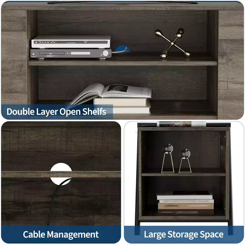 Meuble TV, console TV, pieds en métal en U, pour salon, chambre, bureau