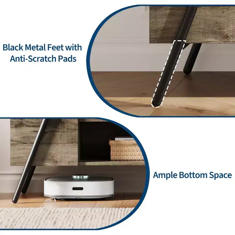 Meuble TV, console TV, pieds en métal en U, pour salon, chambre, bureau