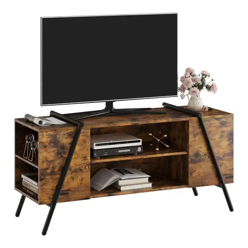 Meuble TV, console TV, pieds en métal en U, pour salon, chambre, bureau