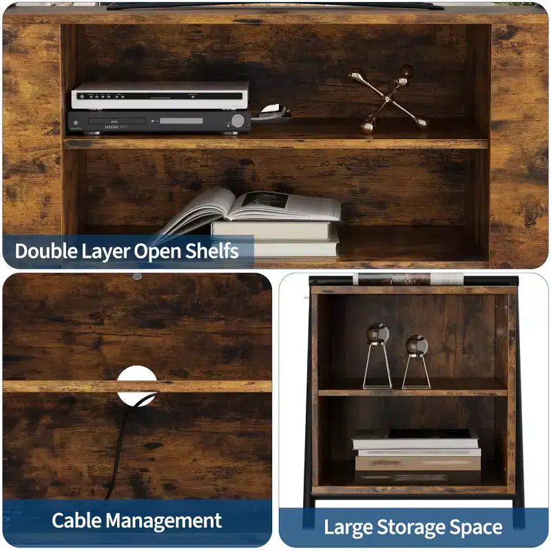 Meuble TV, console TV, pieds en métal en U, pour salon, chambre, bureau