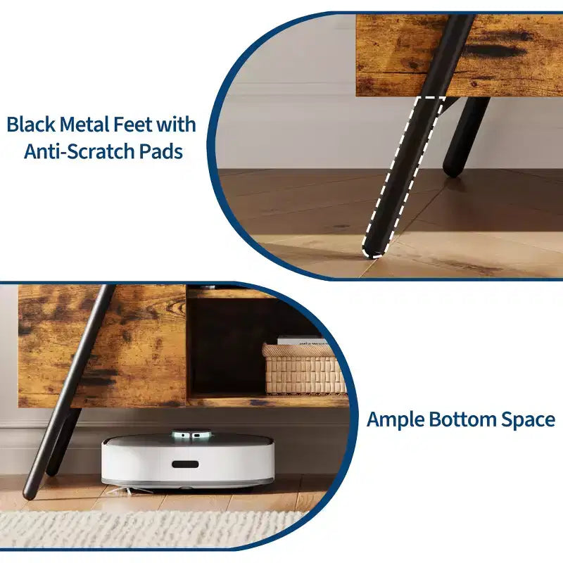 Meuble TV, console TV, pieds en métal en U, pour salon, chambre, bureau