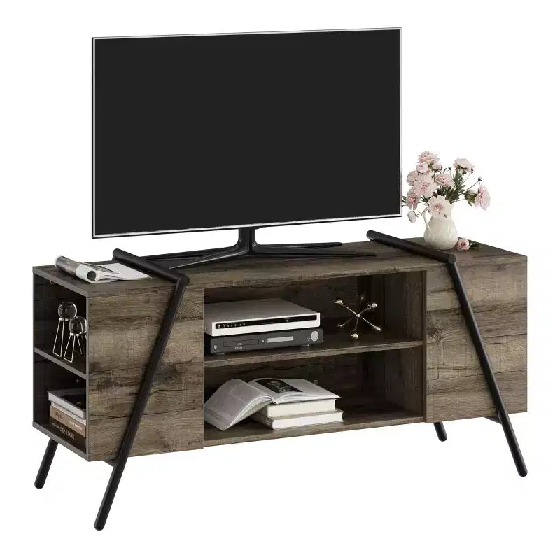 Meuble TV, console TV, pieds en métal en U, pour salon, chambre, bureau