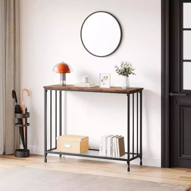 31 Sofa Table Behind Couch, Narrow Entryway Table, Farmhouse Dining Table with Metal Frame, Industrial Console Table for Entryway