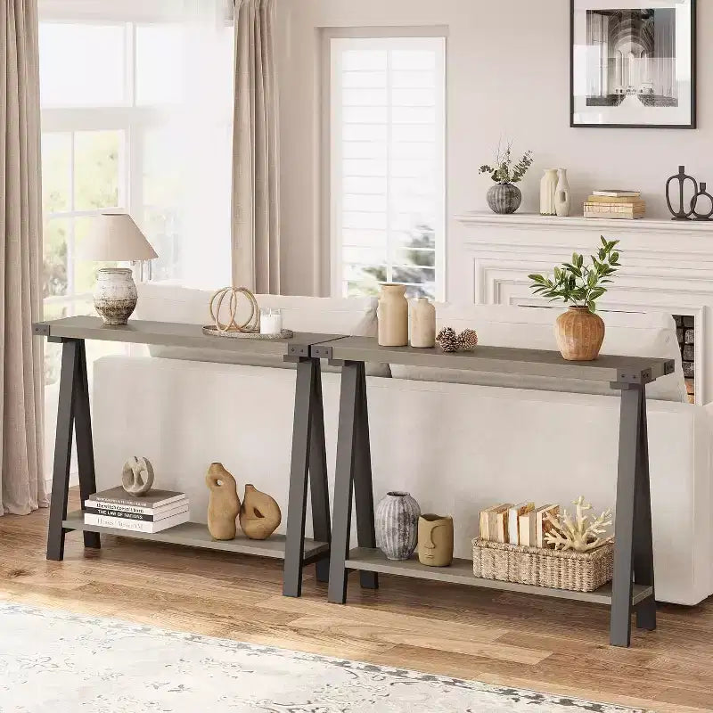 Console étroite en bois de 43,3 pouces, table de canapé, table d'entrée étroite pour couloir, derrière le canapé, salon, foyer, assemblage facile