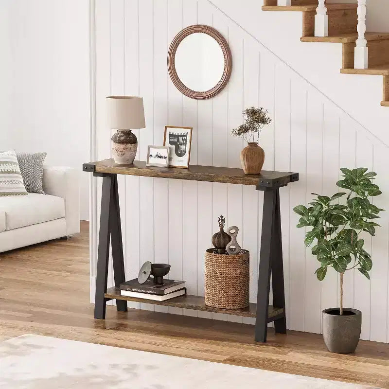 Console étroite en bois de 43,3 pouces, table de canapé, table d'entrée étroite pour couloir, derrière le canapé, salon, foyer, assemblage facile