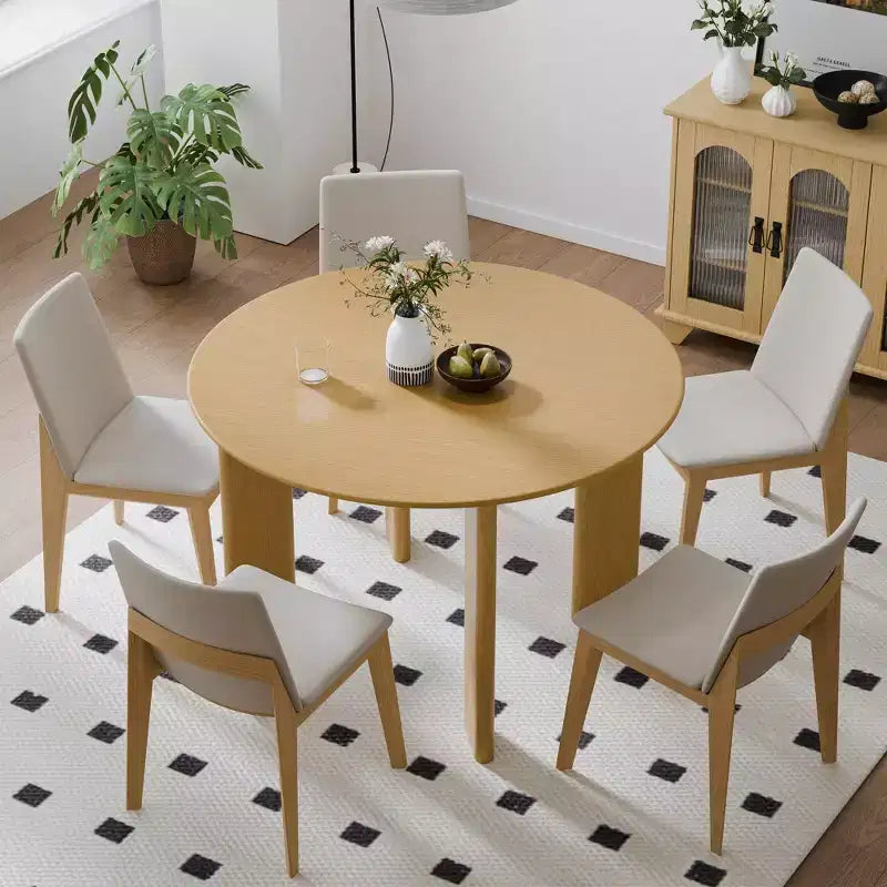 45 Inch Walnut Colored Circular Dining Table, Suitable For Dining With Multiple People At The Same Time, Suitable For Both Dining And Living Rooms