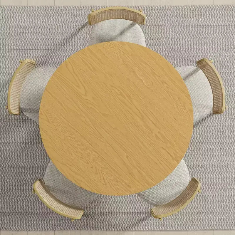 45 Inch Walnut Colored Circular Dining Table, Suitable For Dining With Multiple People At The Same Time, Suitable For Both Dining And Living Rooms