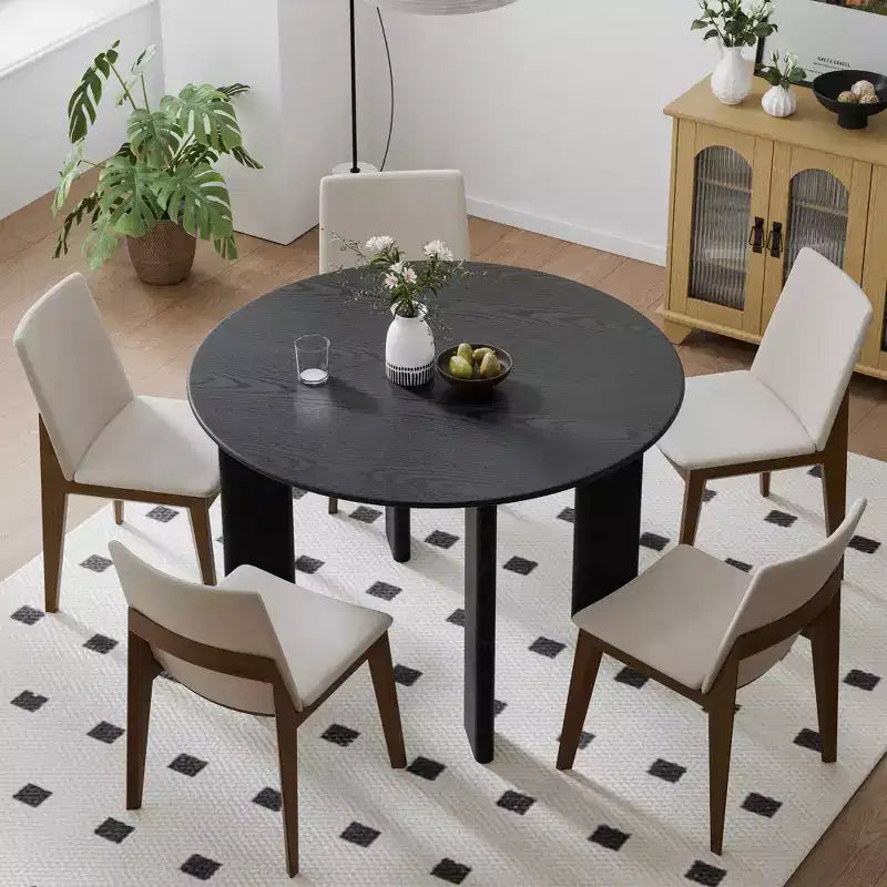 45 Inch Walnut Colored Circular Dining Table, Suitable For Dining With Multiple People At The Same Time, Suitable For Both Dining And Living Rooms