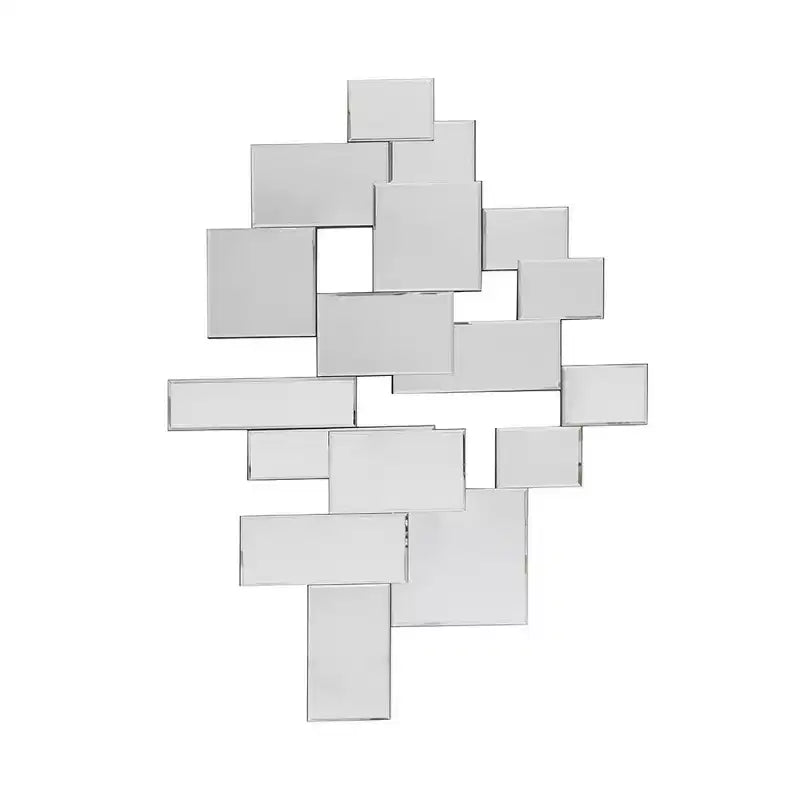 HomeRoots 30 Clear Abstract Glass Contemporary Panels Unframed Accent Mirror