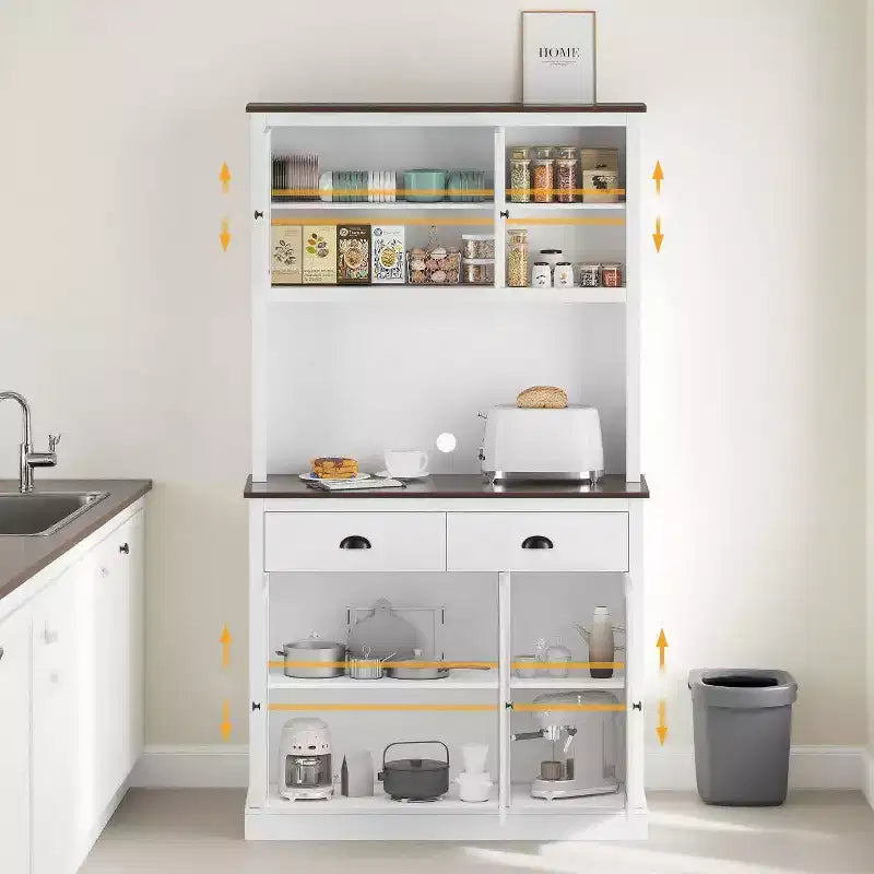redenza Cuisine 180 cm avec Portes, Étagères et Tiroir, Armoire Haute en Bois Style Ferme avec Plateau Ouvert