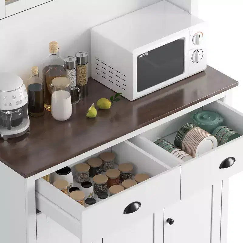 redenza Cuisine 180 cm avec Portes, Étagères et Tiroir, Armoire Haute en Bois Style Ferme avec Plateau Ouvert