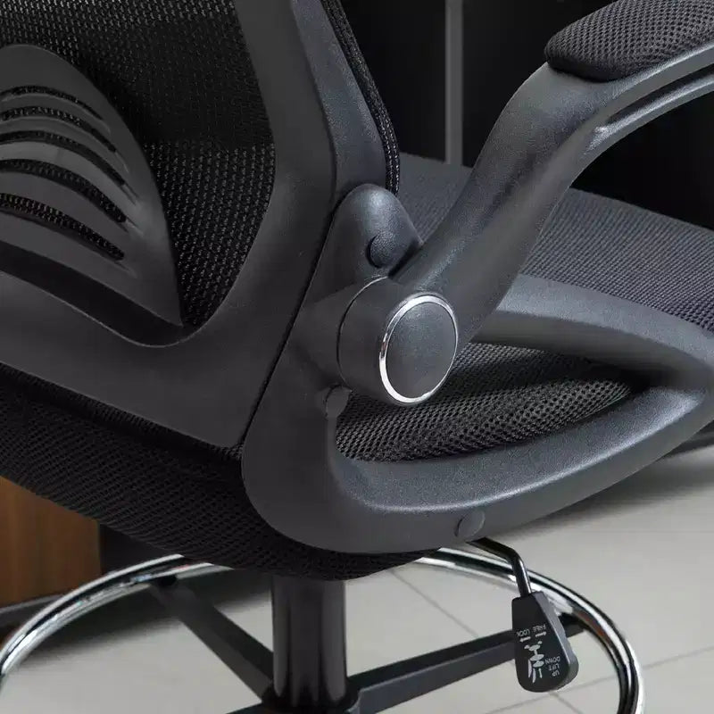 Chaise de bureau Vinsetto en maille filet, chaise haute avec support lombaire, accoudoirs relevables, repose-pieds circulaire et hauteur d'assise réglable, noir