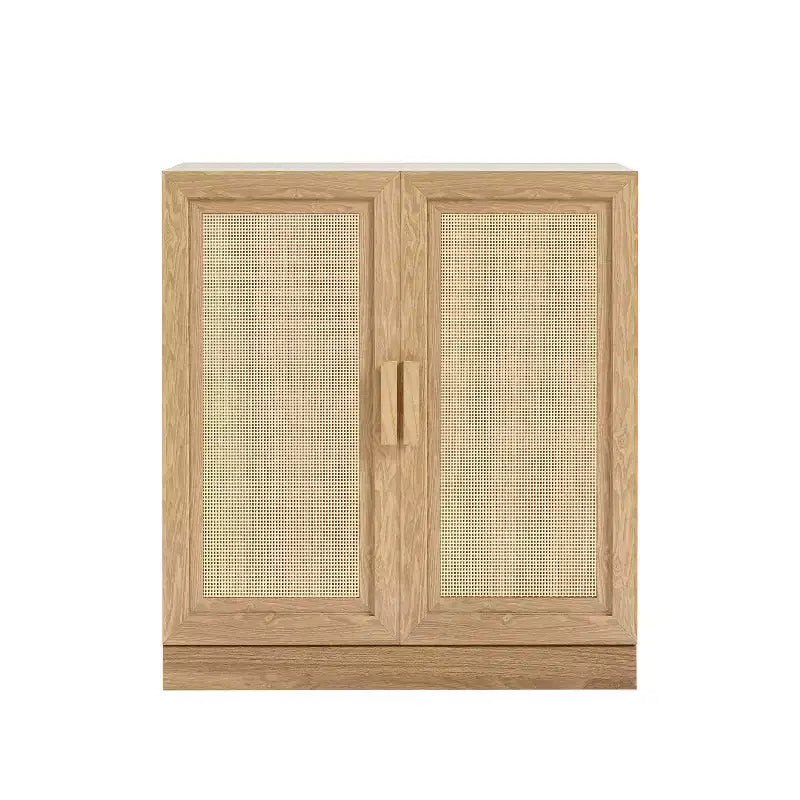 36" Bahut modulable avec rangement, Buffet de ferme avec portes en rotin pour Salon, Cuisine, Salle à manger, Entrée, Naturel