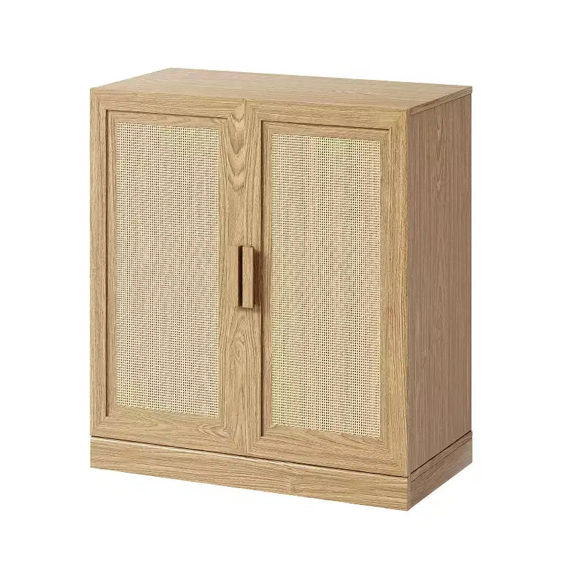 36" Bahut modulable avec rangement, Buffet de ferme avec portes en rotin pour Salon, Cuisine, Salle à manger, Entrée, Naturel