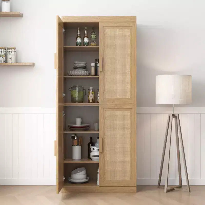 36 Modular Sideboard Cabinet with Storage Farmhouse Buffet Cabinet with Rattan Doors for Living Room Kitchen Dining Room Entryway Natural