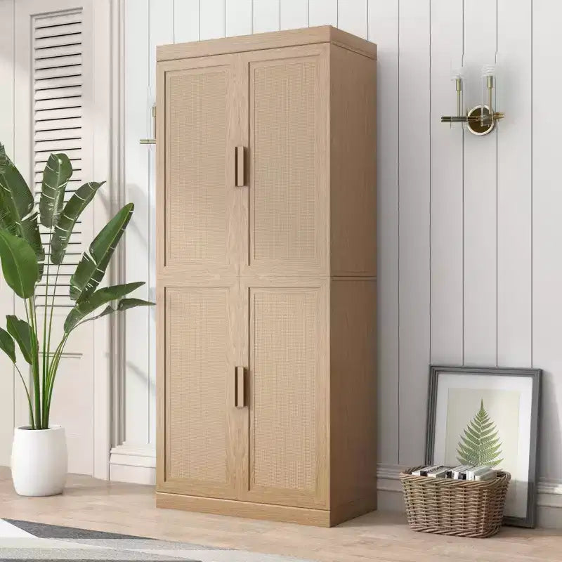 36 Modular Sideboard Cabinet with Storage Farmhouse Buffet Cabinet with Rattan Doors for Living Room Kitchen Dining Room Entryway Natural